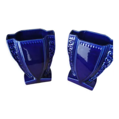 Paire de vases art déco - bleu cobalt