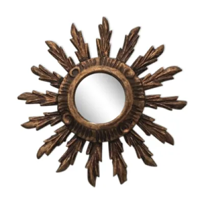 Miroir soleil en bois - 70s