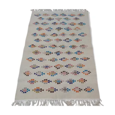 Tapis blanc à motifs - multicolores laine