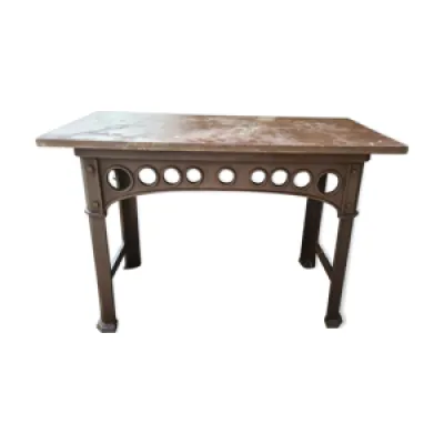 Table console industrielle - fonte marbre