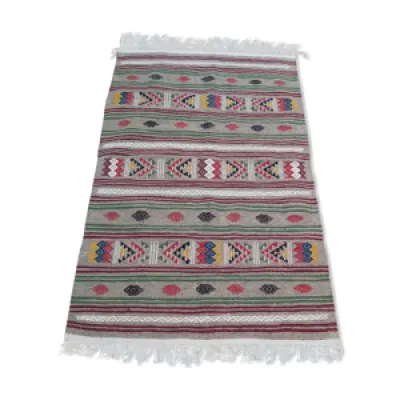 tapis kilim gris traditionnel - 145x100cm