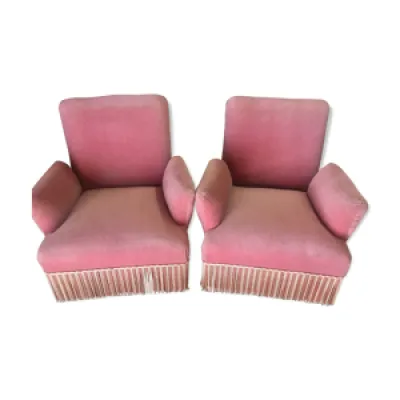 fauteuils crapauds velours - rose