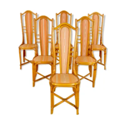 6 chaises en bambou & - tissus