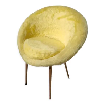 chaise corbeille jaune - pieds