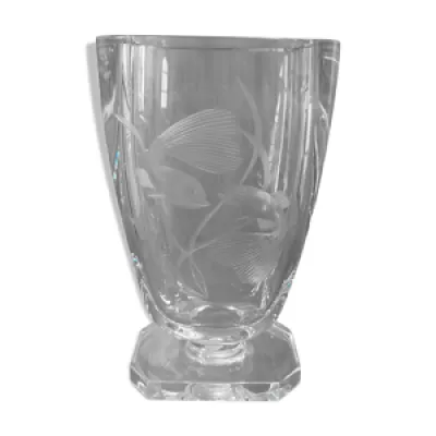 Vase en cristal taillé - poissons