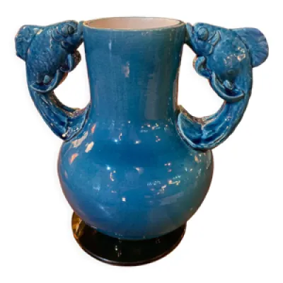 Vase en céramique bleue - anses