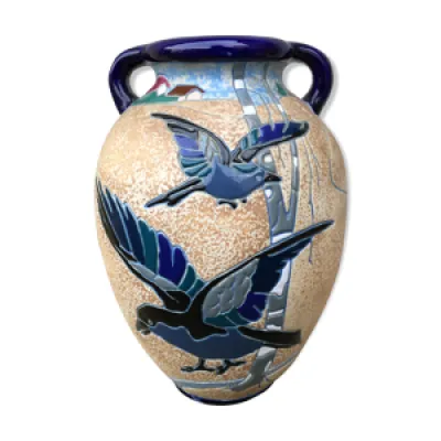 Vase décor oiseaux