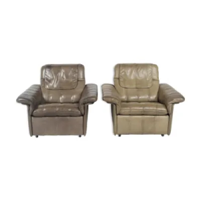 Pair of buffalo leather - lounge chair