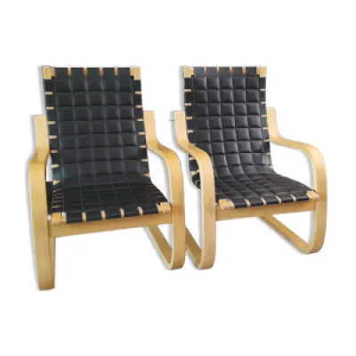 fauteuils 406 cuir alvar - aalto