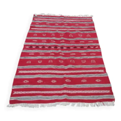 tapis kilim rouge blanc - 110x200cm