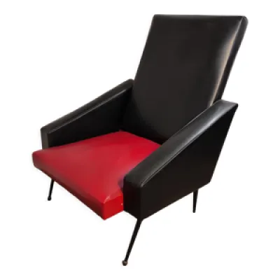 fauteuil en skaï simili - rouge noir