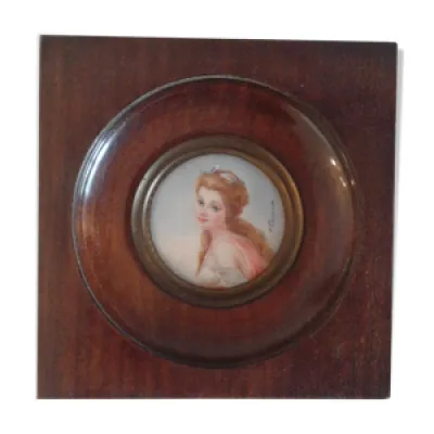 Portrait miniature dame - rose