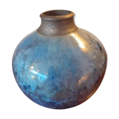 Vase en céramique bleue - effet cristallisation
