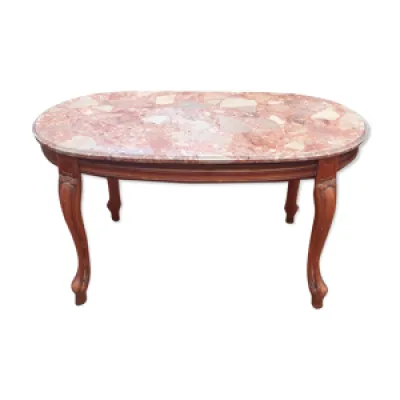 Table basse bois et marbre - rose