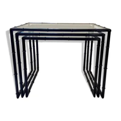 Tables gigogne 1970 métal - bambou