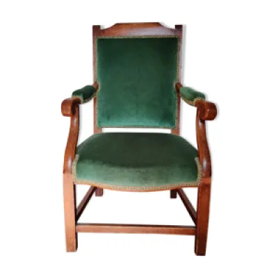 fauteuil velours vert - bois