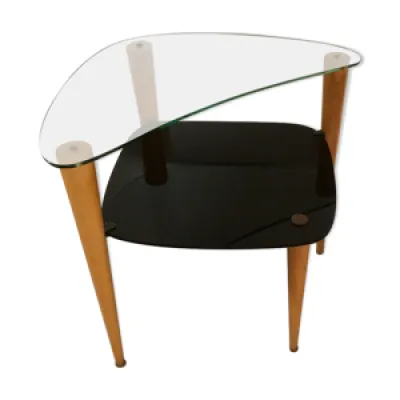 table des années 60 - verre bois