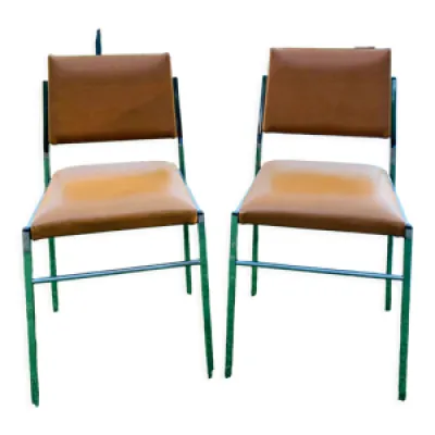 Paire de chaises années - cuir
