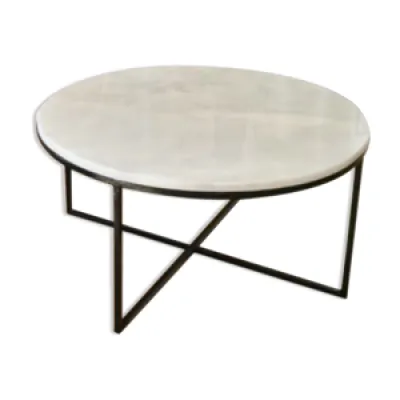 Table basse circulaire - blanc marbre
