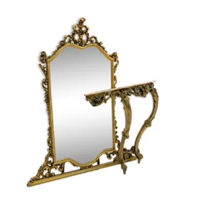 Miroir doré antique - console