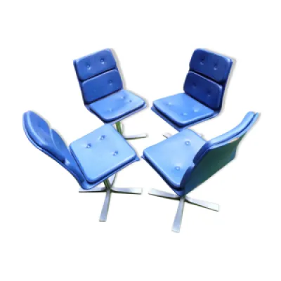 chaises années 70 skai - chrome