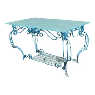 Ancienne table console - fer verre