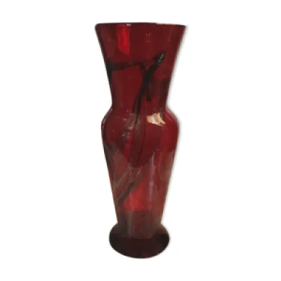 Ancien vase rouge pâte - verre