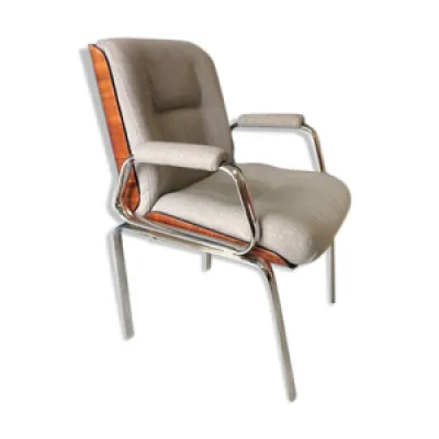 fauteuil chrome et bois