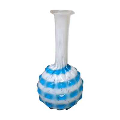 Vase en verre soufflé - blanc bleu