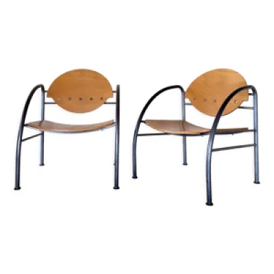 Paire de fauteuils en - bois