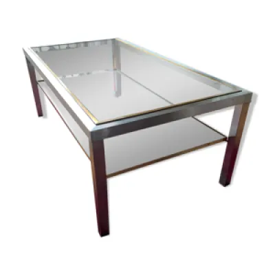 Table basse en bronze, - acier verre