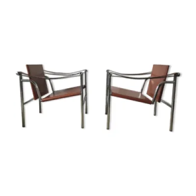 2 fauteuils LC1  design - corbusier cassina