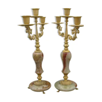 Paire de chandeliers - 1950 onyx