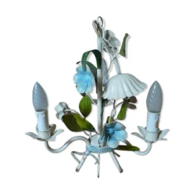 Lustre métal bouquet - fleurs bleues