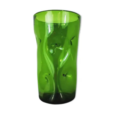 Vase en cristal soufflé - 1970 vert