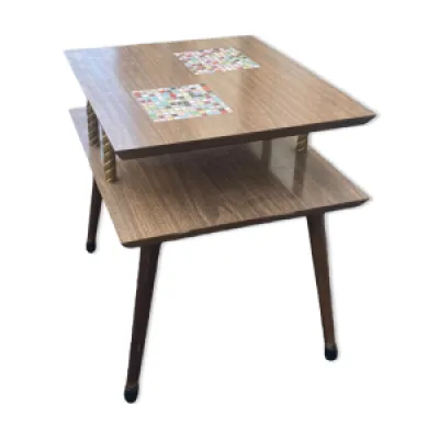 Table midcentury à deux - niveaux bois