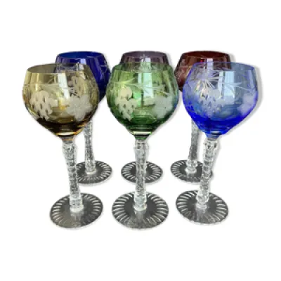 6 verres en cristal taillé - couleur