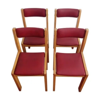 Série de 4 chaises années - bois