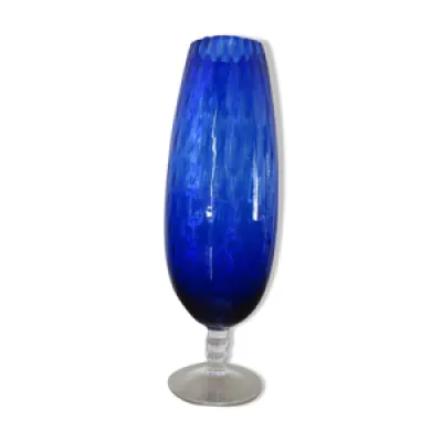 Vase Italy en verre texturé - bleu
