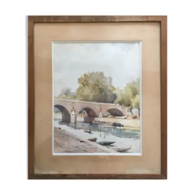 Tableau aquarelle Vue - pont