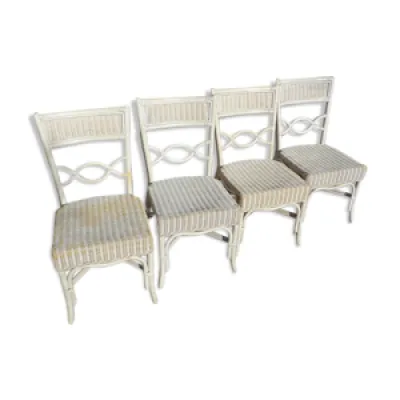 Set de 4 chaises blanches - rotin