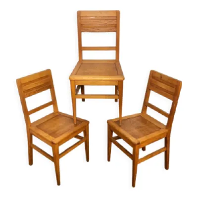 Set de 3 chaises en chêne - 50s