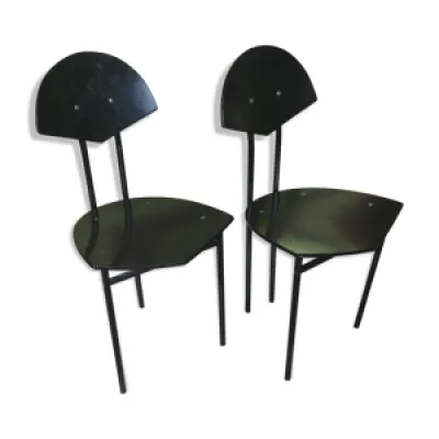 Paire de chaises design - noir 1980