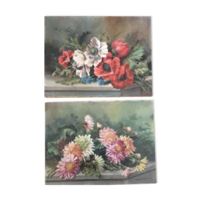 deux tableaux fleurs