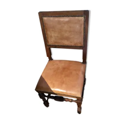 12 chaises anciennes - cuir naturel
