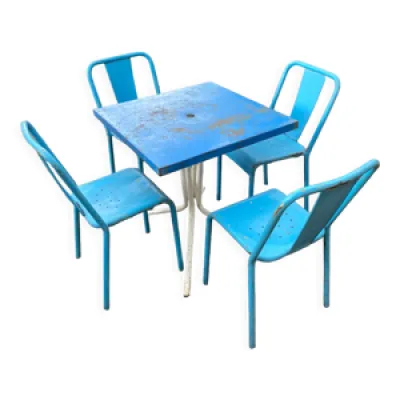 Set 4 chaises bistrot - table tolix