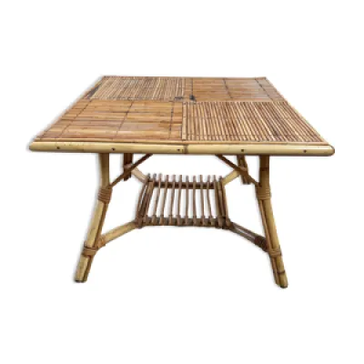 Table basse en bambou - 60s