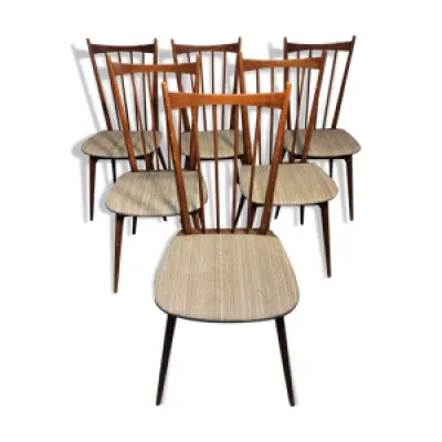 Lot 6 chaises assise - scandinave 50 60