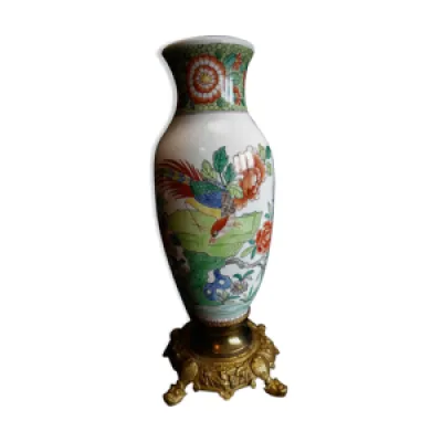 Vase porcelaine japonisant - bronze