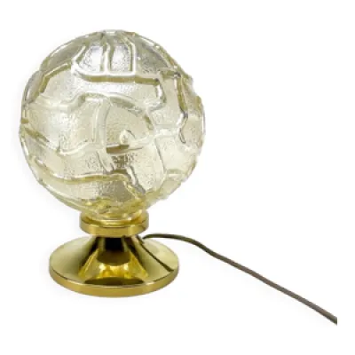 Lampe globe verre et laiton Wortmann
